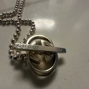Gucci Silver Logo Pendant Necklace